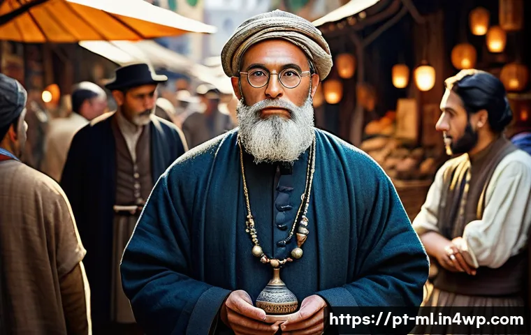 언어적 편향과 역사적 사건 - **Prompt:** A scholarly individual, modestly dressed in neutral, long-sleeved attire, holds a transp...