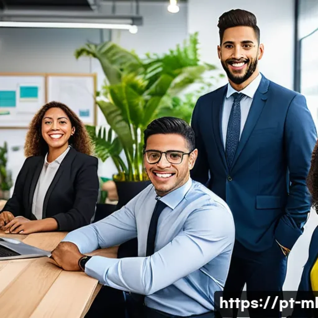 언어적 편향의 사회적 인식 변화 - A diverse group of Brazilian professionals in an urban office setting, showcasing a mix of regional ...