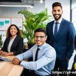 Home 21 언어적 편향의 사회적 인식 변화 - A diverse group of Brazilian professionals in an urban office setting, showcasing a mix of regional ...